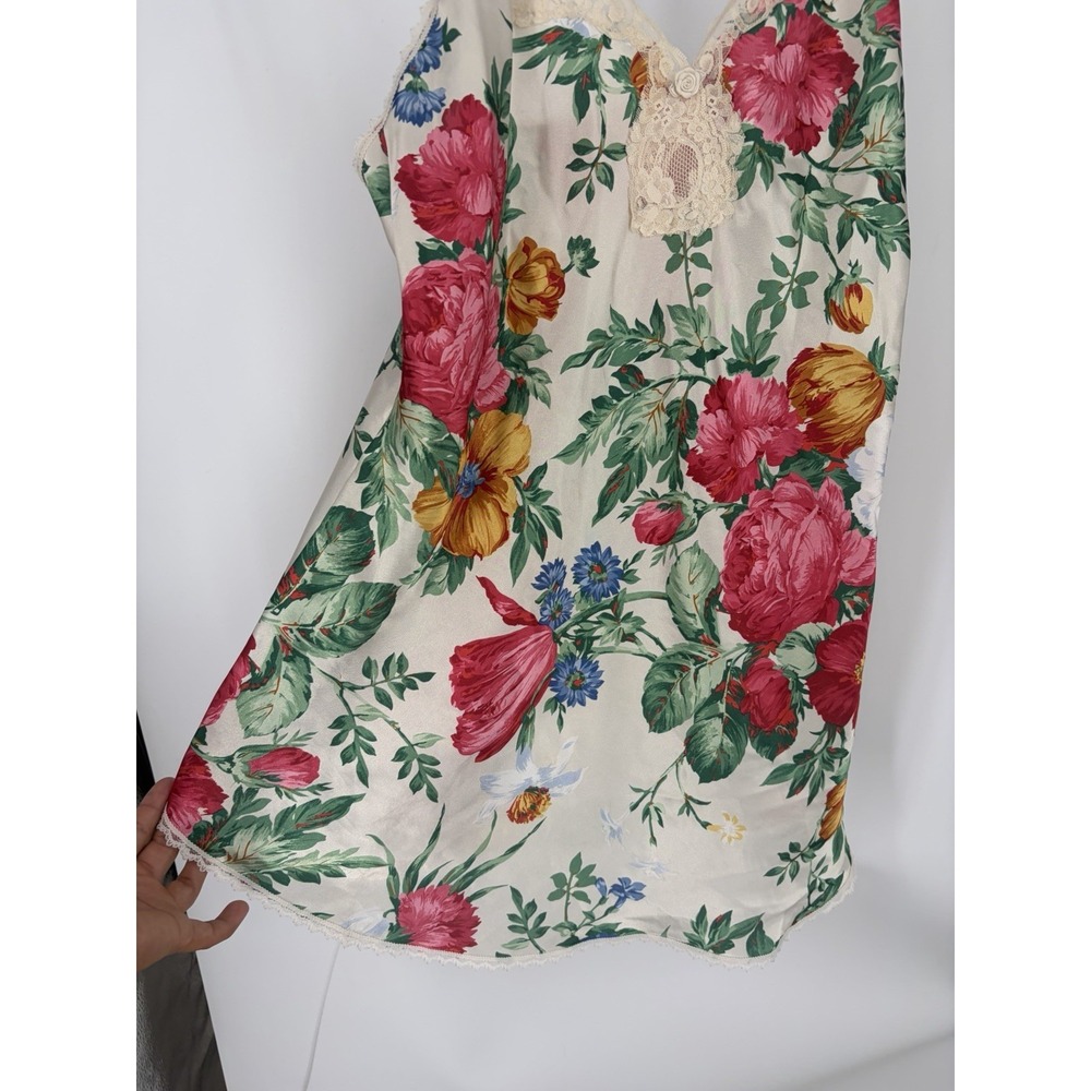 Vtg Deena Floral Satin Lace Trim Chemise Nightgown Slip Dress Womens S USA - Picture 3 of 8